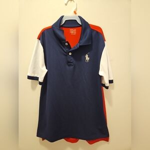 Polo Ralph Lauren Boys Medium Color Block USA  Polo Shirt Red White Blue